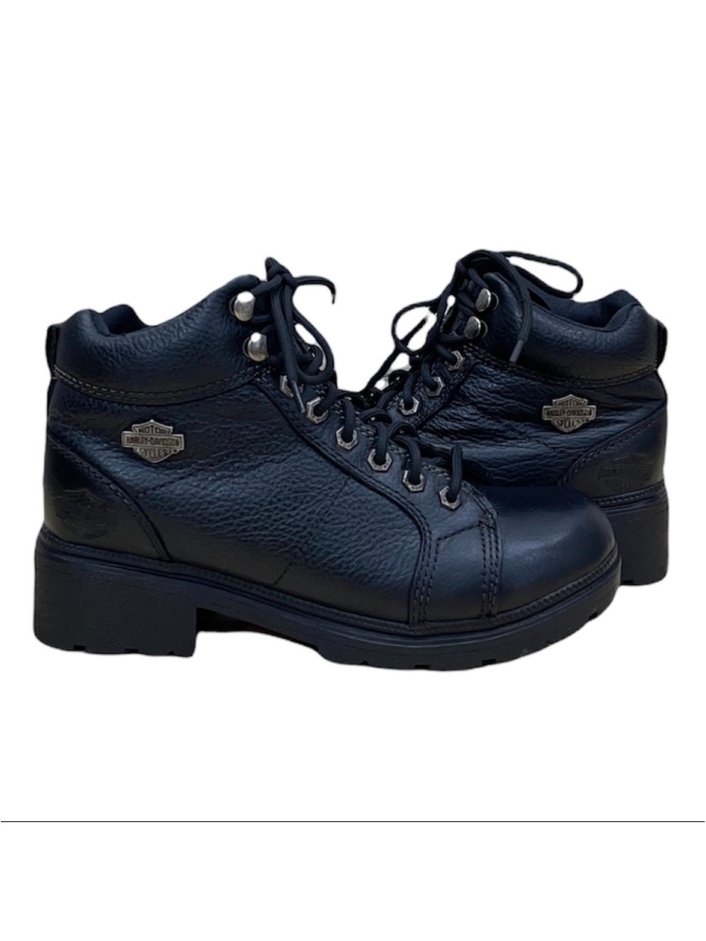 HARLEY-DAVIDSON Black Ladies Lace Up Ankle Boots Size 8.5 - Picture 4 of 16